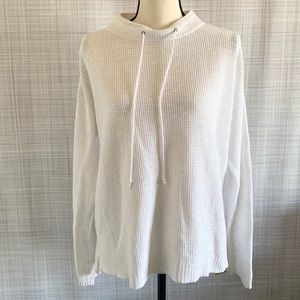 Eileen Fisher White Sweater with String in Front Beachy